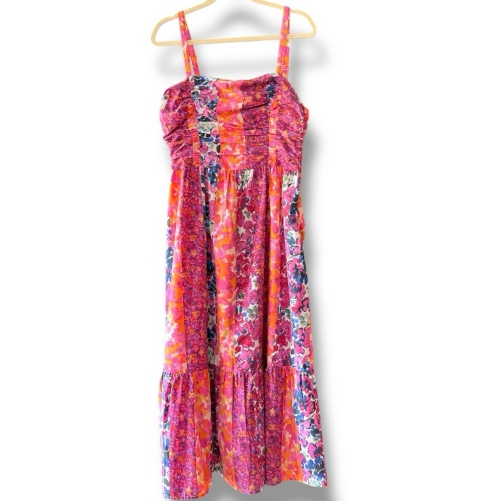 French Connection Carrie Era Tiered Floral Striped Midi Sundress Dress Size 8 - Picture 4 of 14